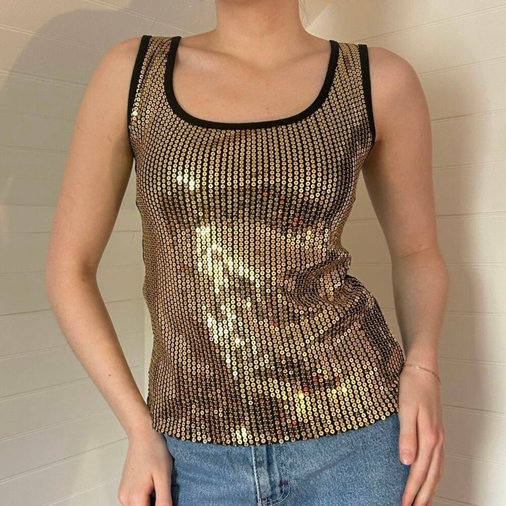 Bisou bisou gold sequined y2k tank top